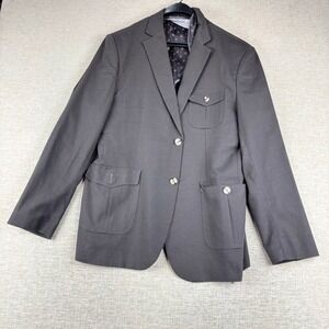 PJ Paul Jones Mens Blazer Jacket Charcoal Gray 3-Pocket Utility Style Size L
